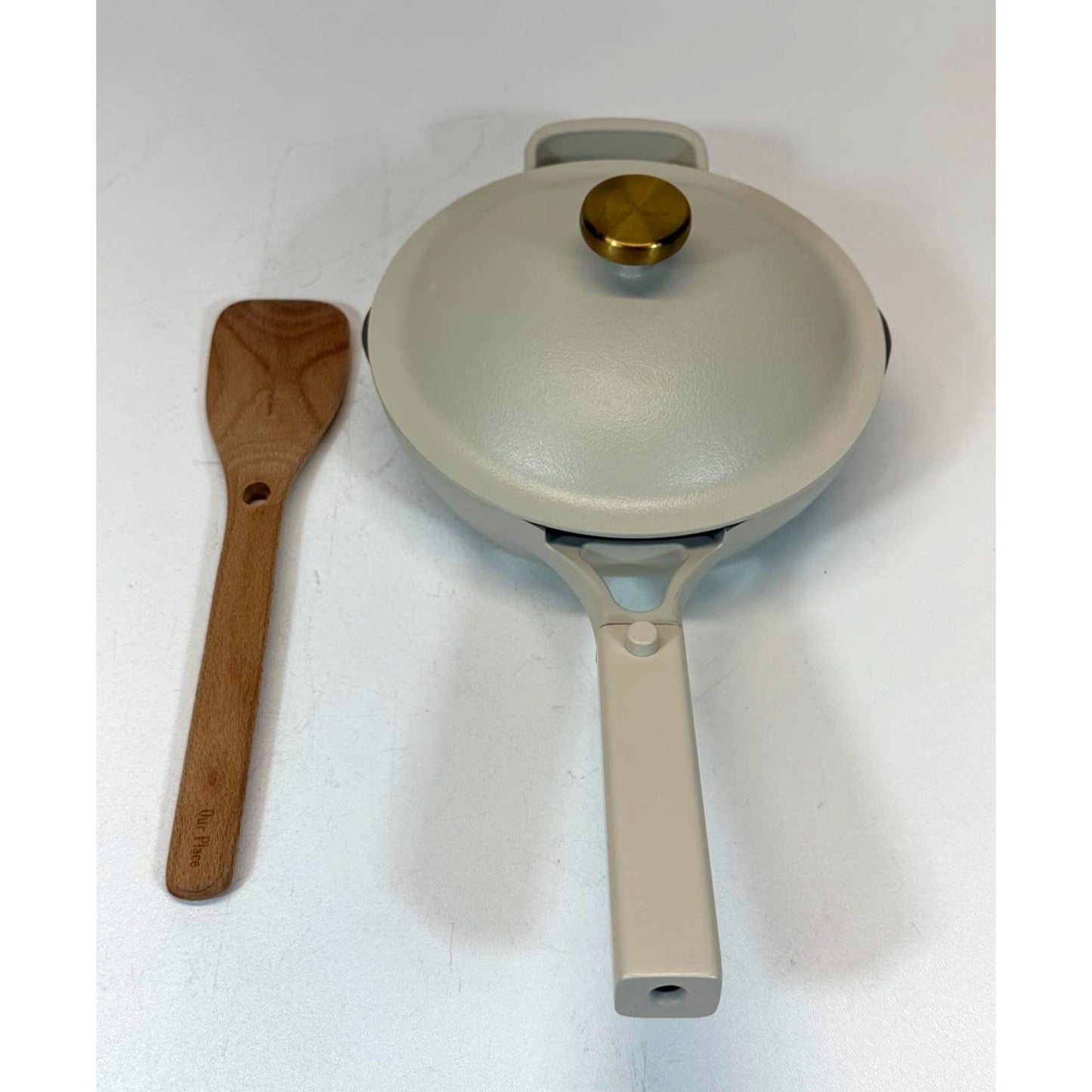 Our Place Aluminum Ceramic Nonstick 1.2L Cookware Cooking Pan Set Cream 3pc