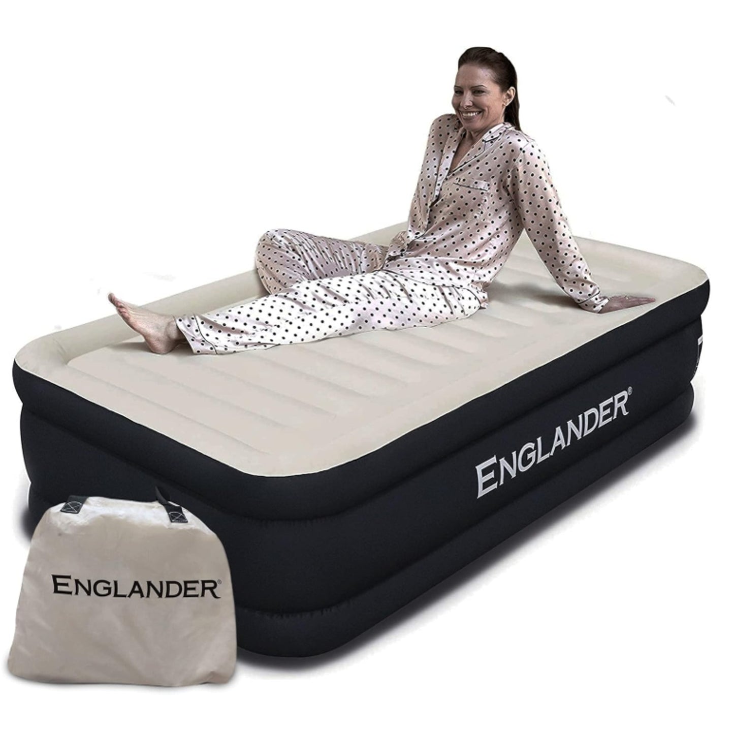 Englander 83197 Twin Double-High Airbed, Built-In Pump, I-Beam, 300LB Capacity