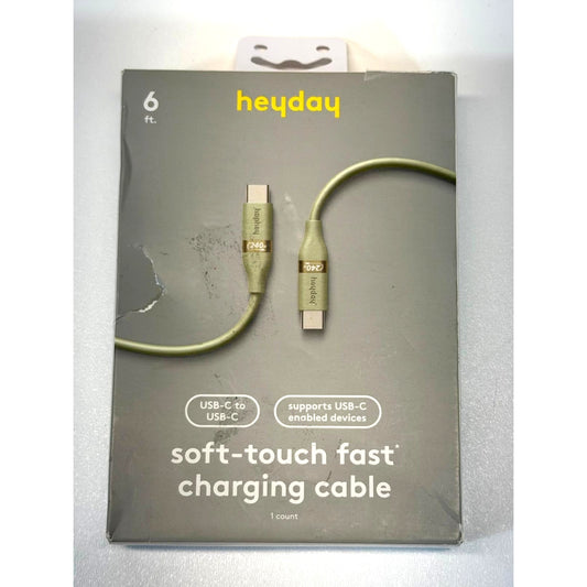 Heyday USB-C to USB-C Fast Charging Silicone Cable 6ft Matcha(Lite Green) New