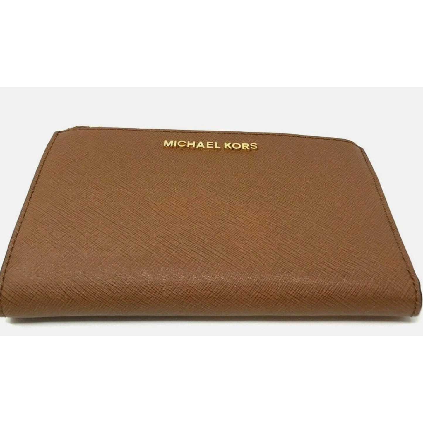 Michael Kors MK Jet Set Travel Double Zip Phone Wristlet Wallet Luggage Gold