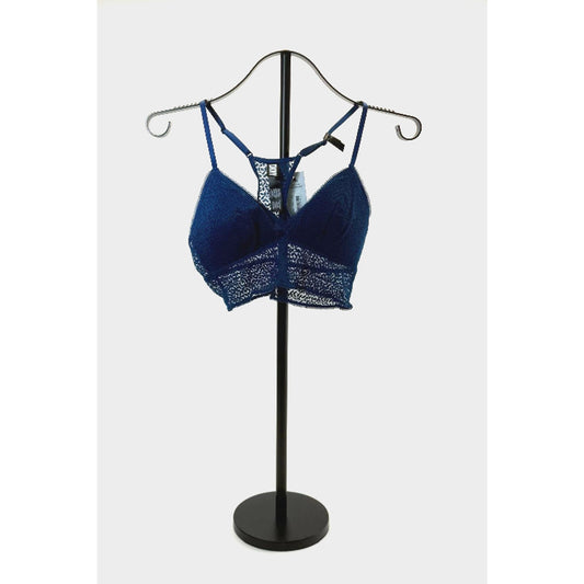 Dkny Women's Modern Lace Longline Bralette Blue Size: M DK4021