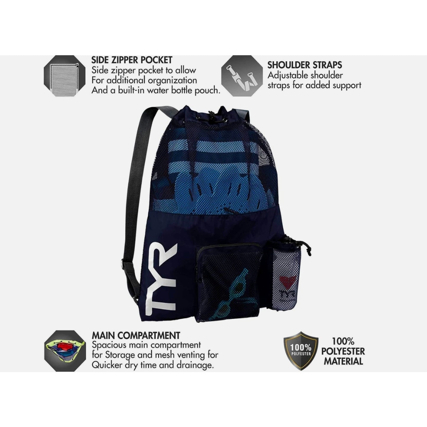 TYR LBMMB3401ALL Big Mesh Mummy Backpack Navy All Sealed-New