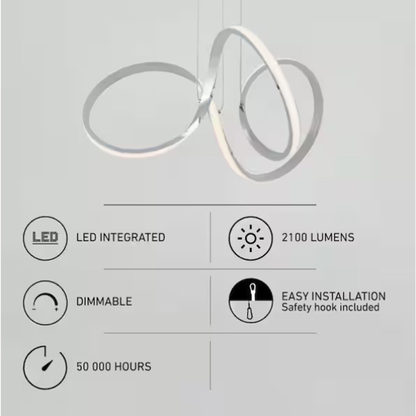Artika Swirl 30-Watt 1 Light Chrome Modern Integrated LED Pendant Light Fixture