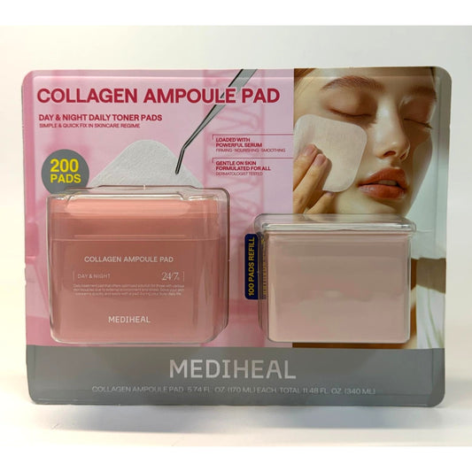 MEDIHEAL Collagen Ampoule Pad 100 + 100-count refill Set Total 200 pads