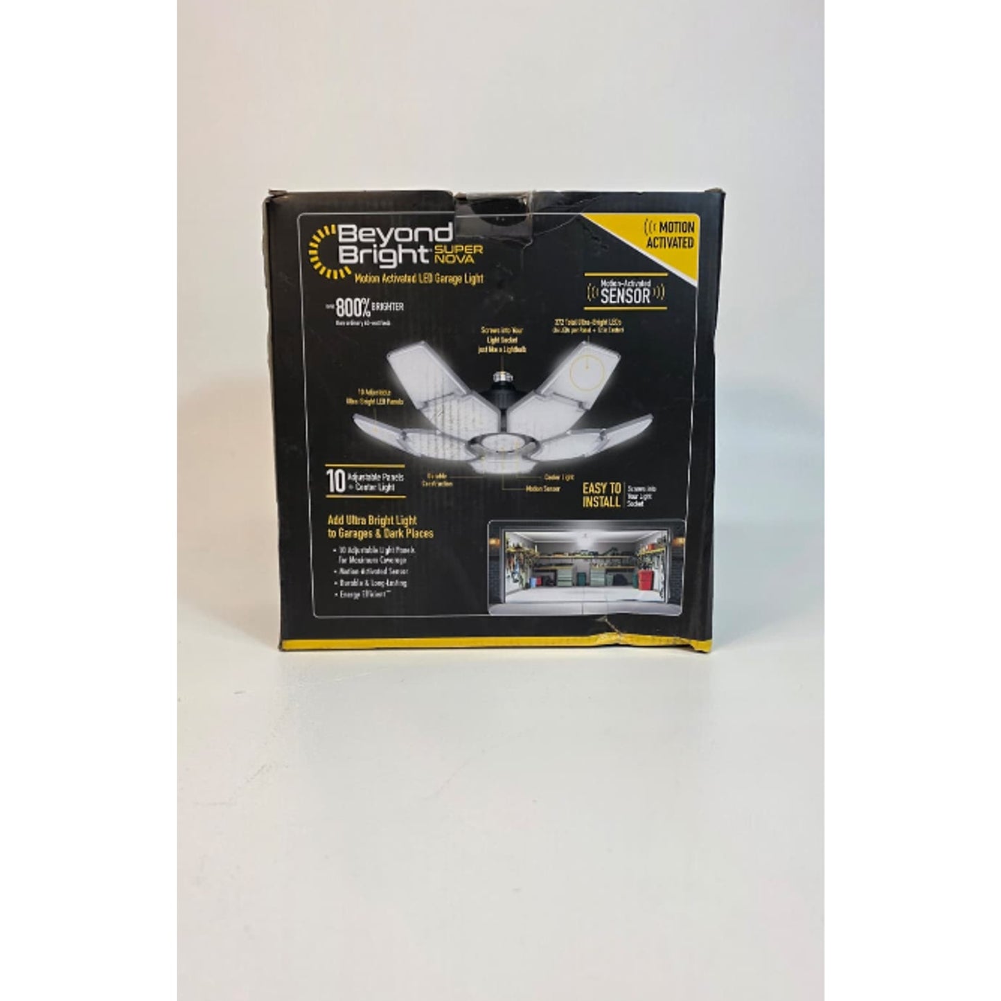 40-Watt Motion-Activated LED Garage Light with 10-Adjustable Panels, 372 LED Bul