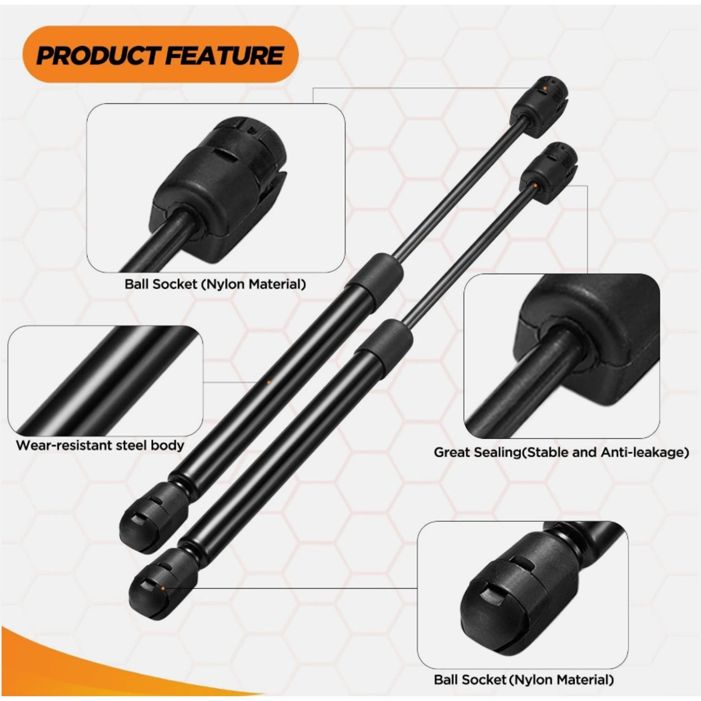 SYKRSS C16-03795 12" Gas Strut, 24Lbs/107N Struts, Shock Lift Support, Black