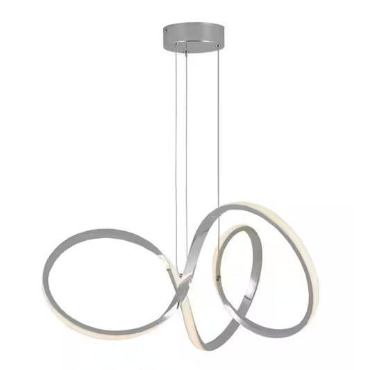 Artika Swirl 30-Watt 1 Light Chrome Modern Integrated LED Pendant Light Fixture