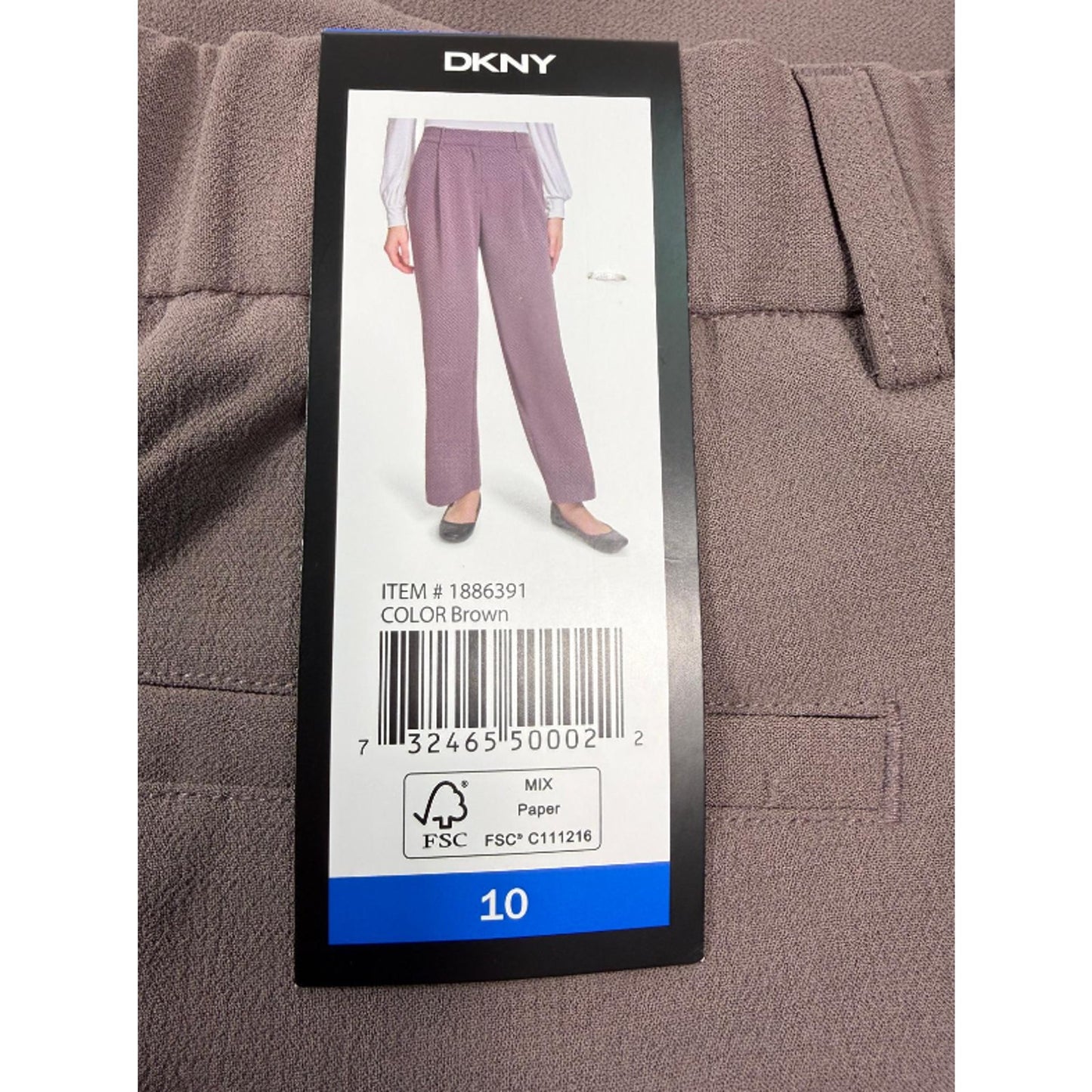 DKNY Women's High Rise Wide Leg Pants, Brown, Size 10