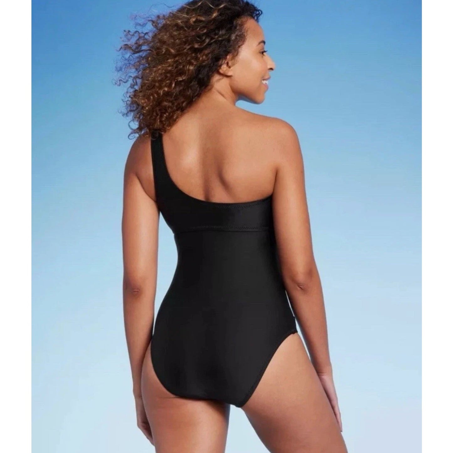 Women's Mesh Front Asymmetrical One Shoulder Swimsuit - Shade & Shore - M