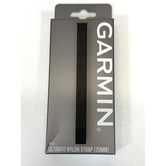 Garmin 26mm Black UltraFit Nylon Watch Band Adjustable Soft Comfortable Strap